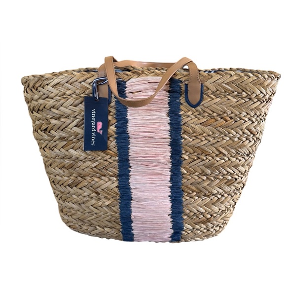 NEW Vineyard Vines for Target Tan and Pink Straw Tote - Picture 2 of 5